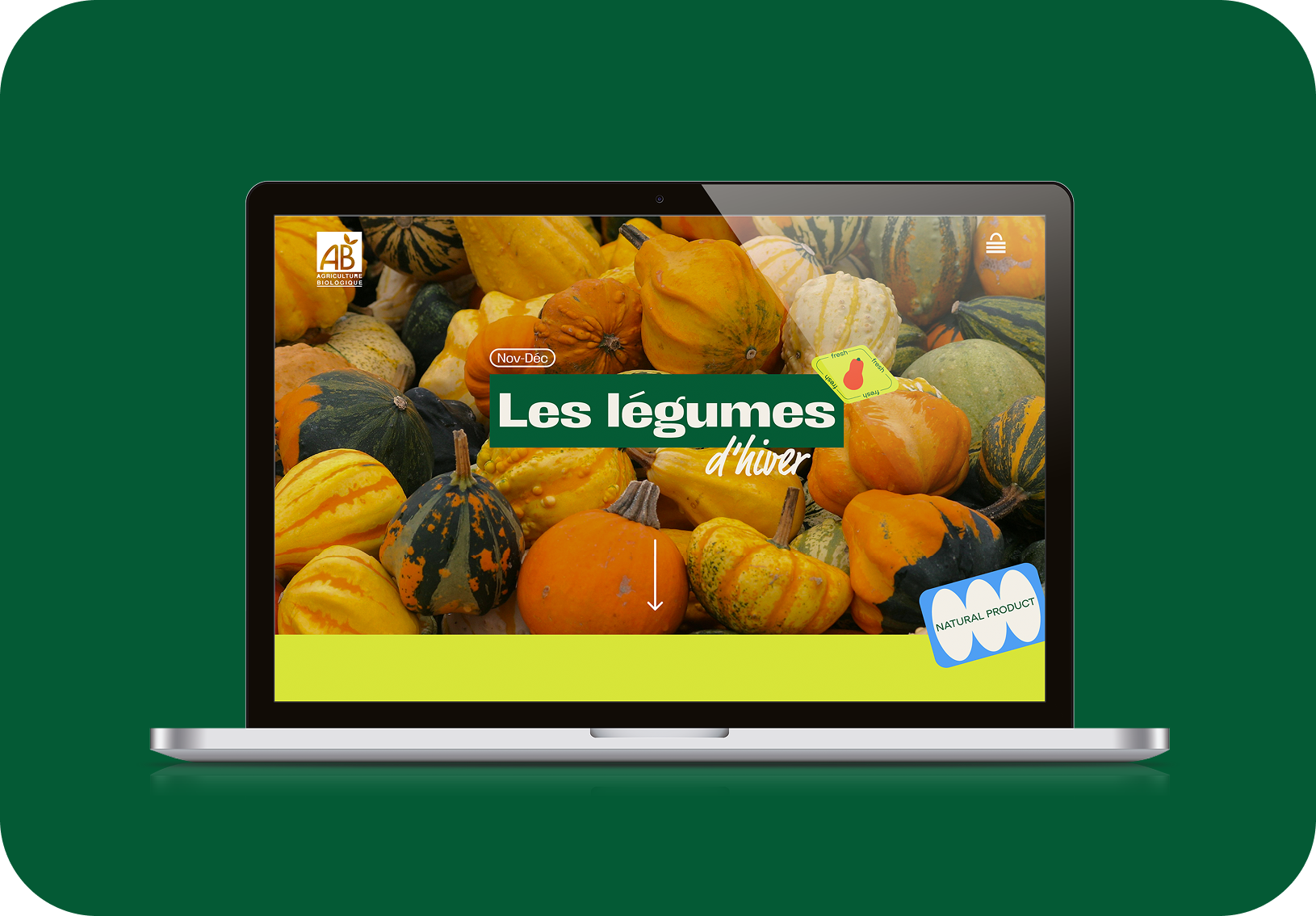 Mockup projet AB LÉGUMES BIO.
